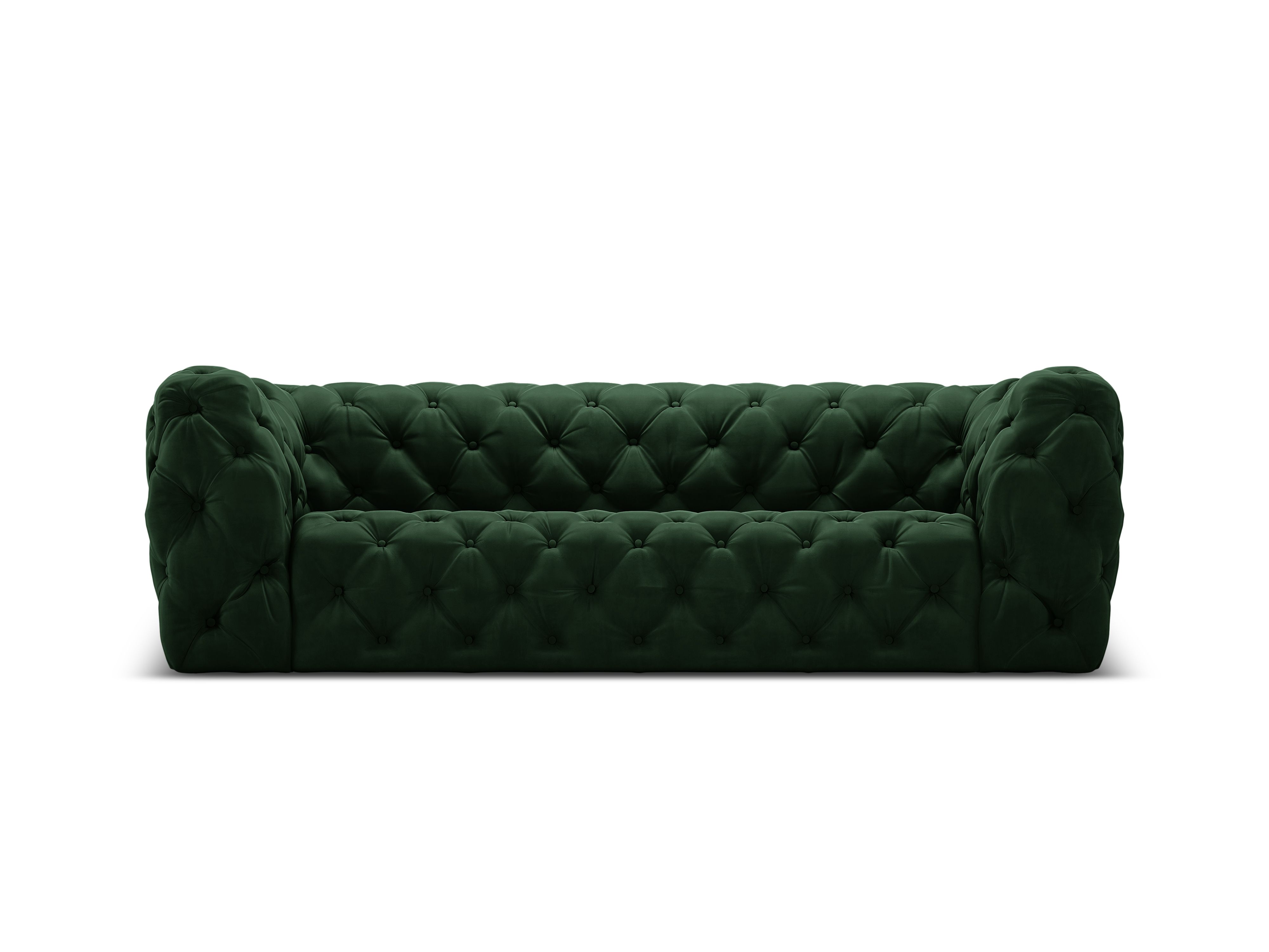 Canapea Chester cu 2 locuri si tapiterie din catifea, verde inchis