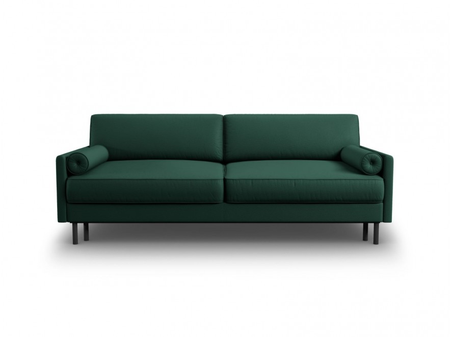 Canapea extensibila Scott cu 3 locuri si tapiterie din tesatura structurala, verde