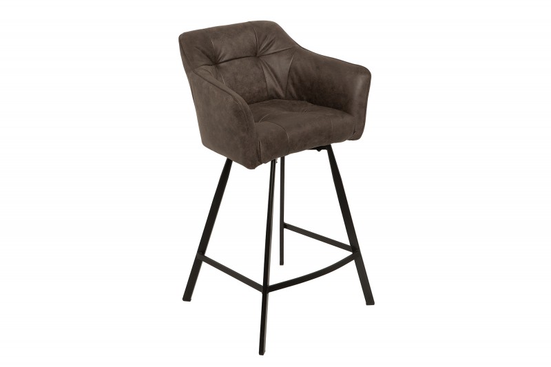 Scaun bar Loft gri închis din microfibră și cadru metalic, 100 cm