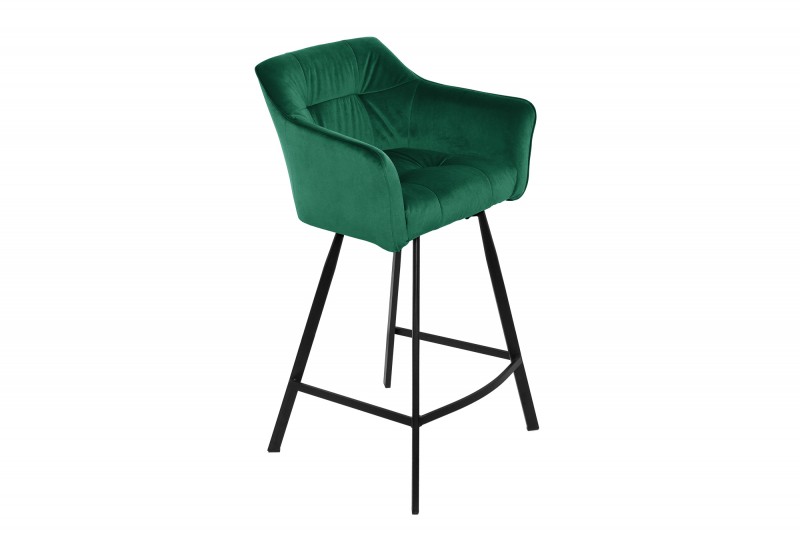 Scaun bar Loft verde din catifea și cadru metalic, 100 cm