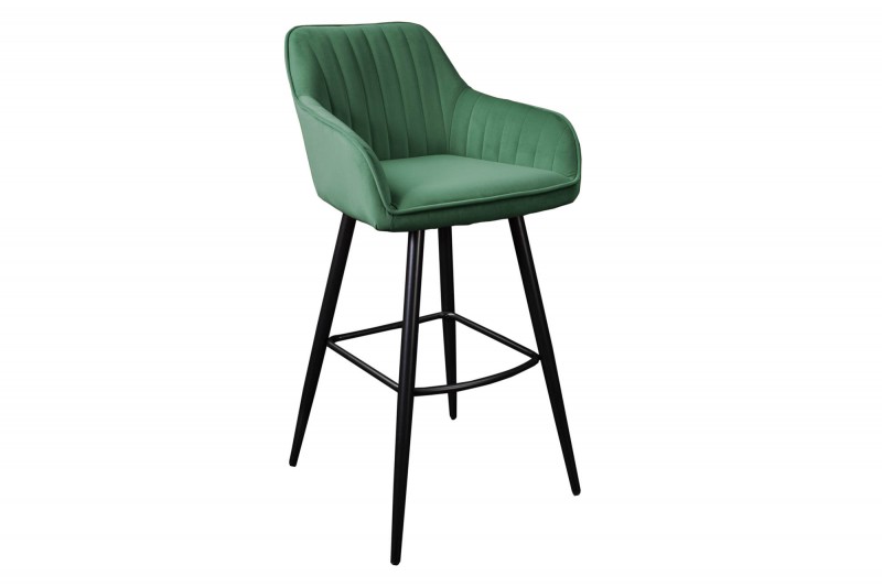 Set 2 scaune bar Turin verde din catifea și cadru metalic, 102 cm